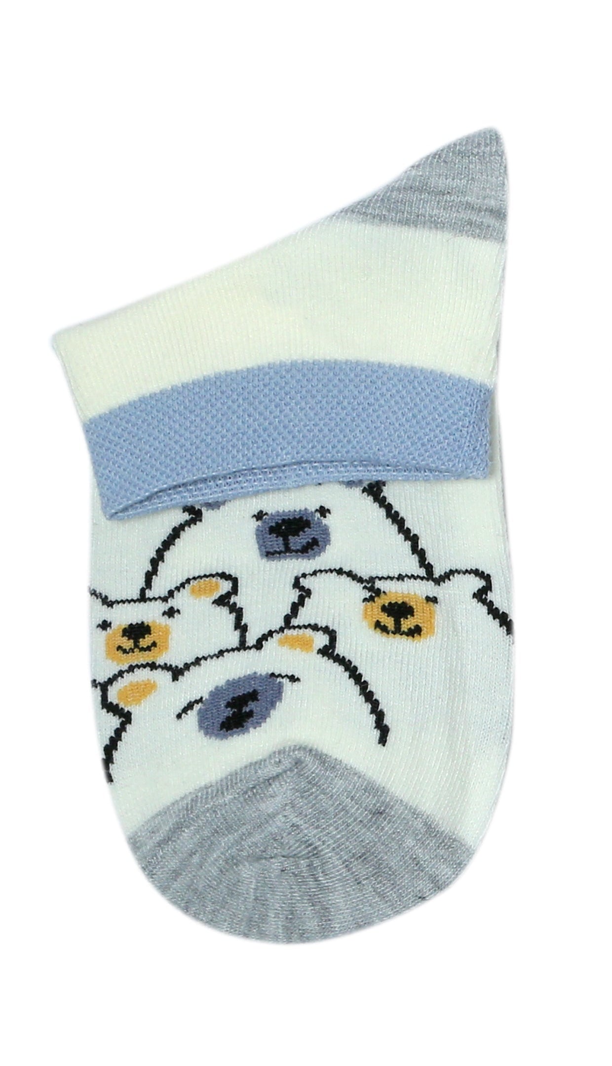 Kids Cotton Stripes & Mix Pattern Ankle Socks-Pack of 1(Baby Blue)