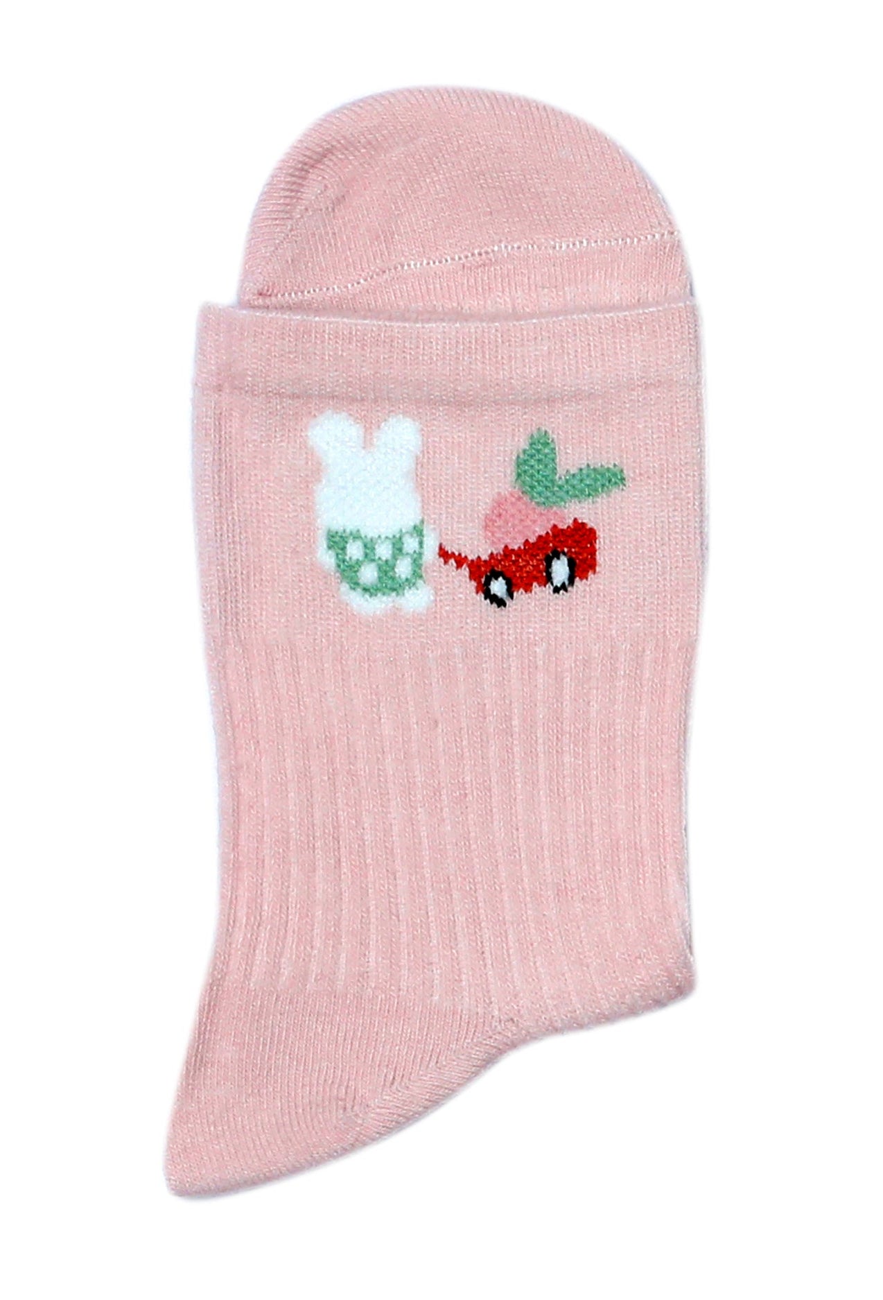 Kids Cute Playful Pattern Ankle Socks-Pack of 1(Salmon Pink)