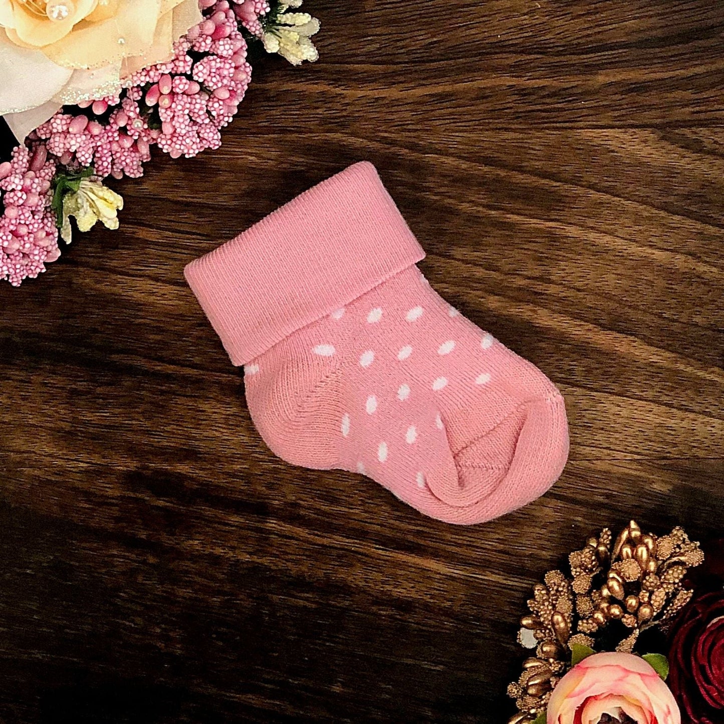 New Born Baby Cotton Terry Socks (Baby Pink)