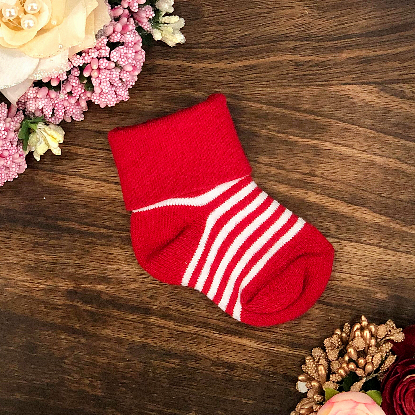 New Born Baby Cotton Terry Socks (Red)
