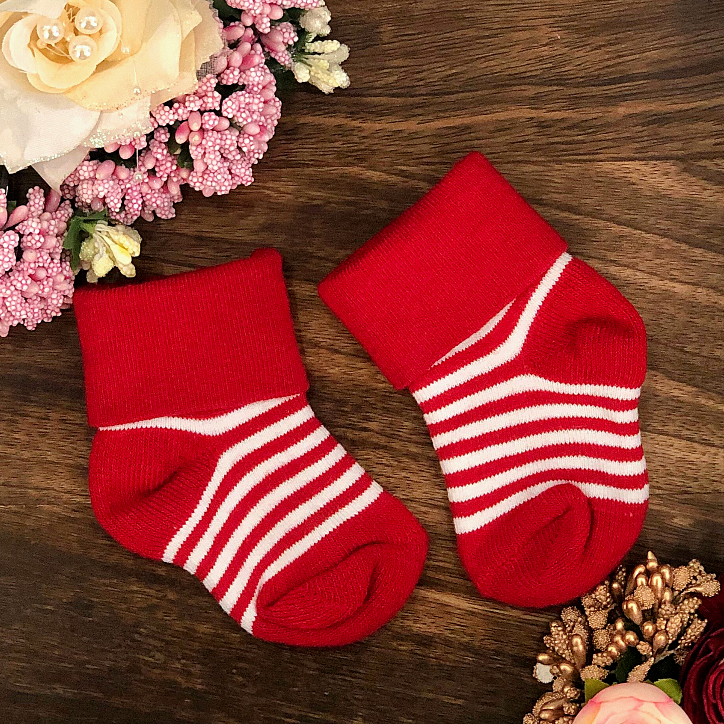 New Born Baby Cotton Terry Socks (Red)