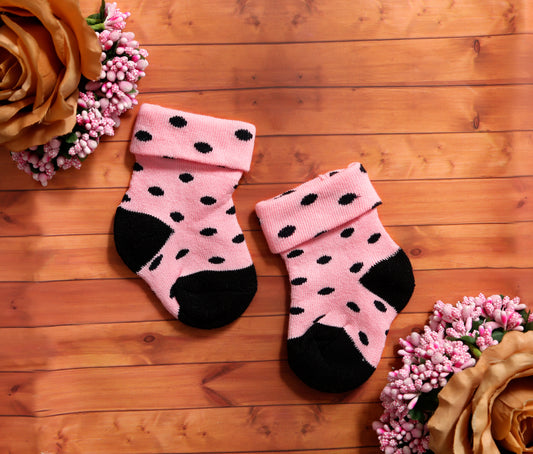 New Born Baby Polka Dots Cotton Socks (Dual Tone)