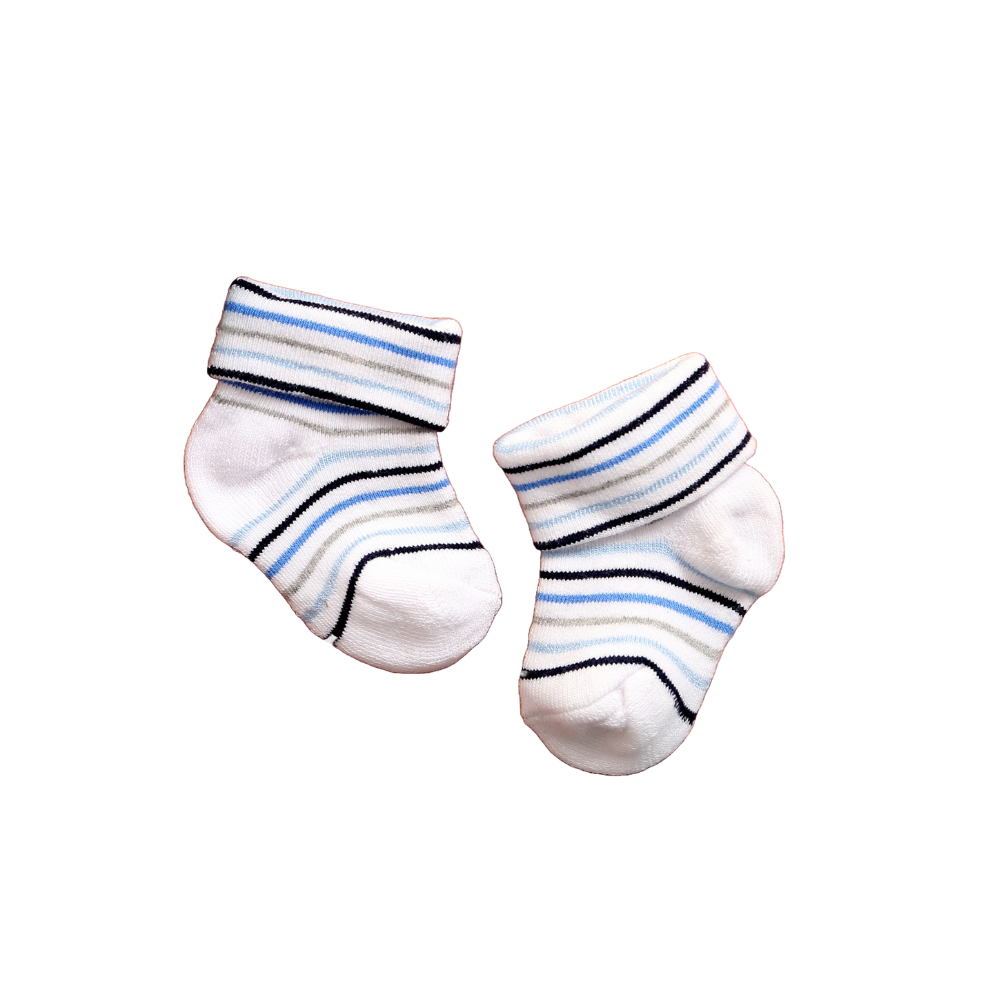 New Born Baby Stripes Cotton Socks (White)