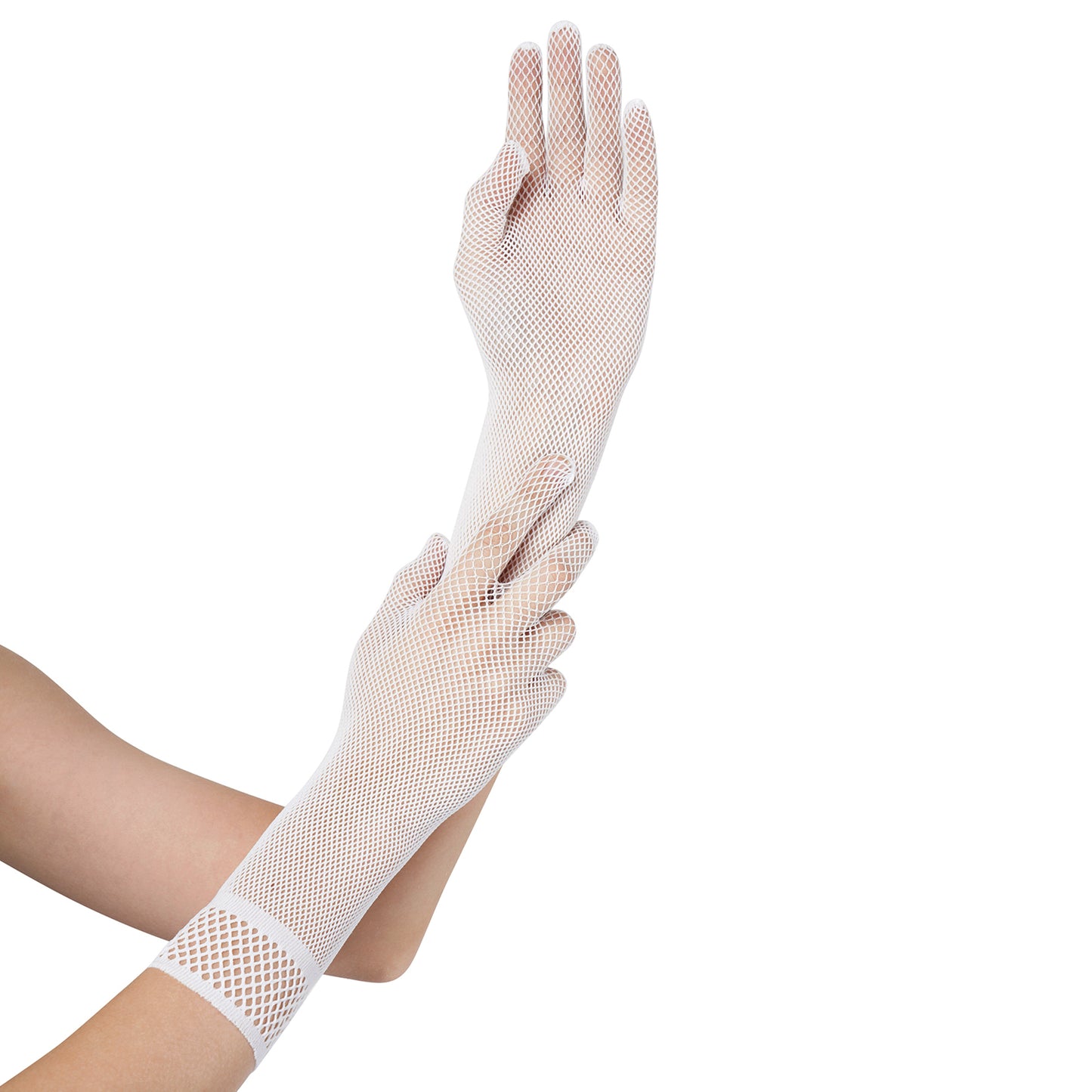 Net Pattern Wrist Gloves- Medium(White)