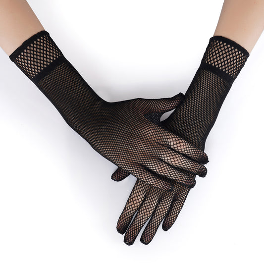 Net Pattern Wrist Gloves- Medium(Black)