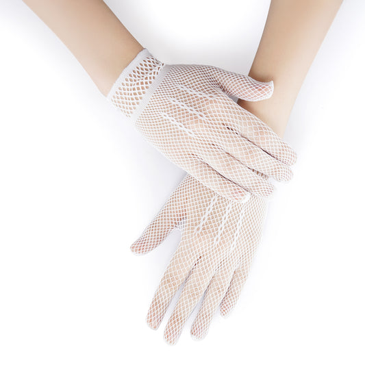 Net Pattern Hand Gloves- Small(White)