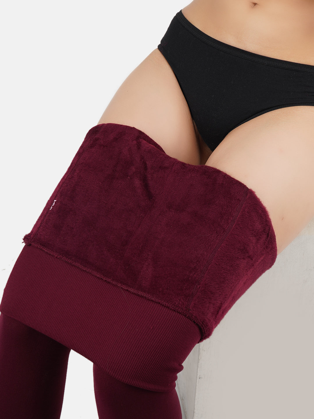 Burgundy Maroon Fur Tight