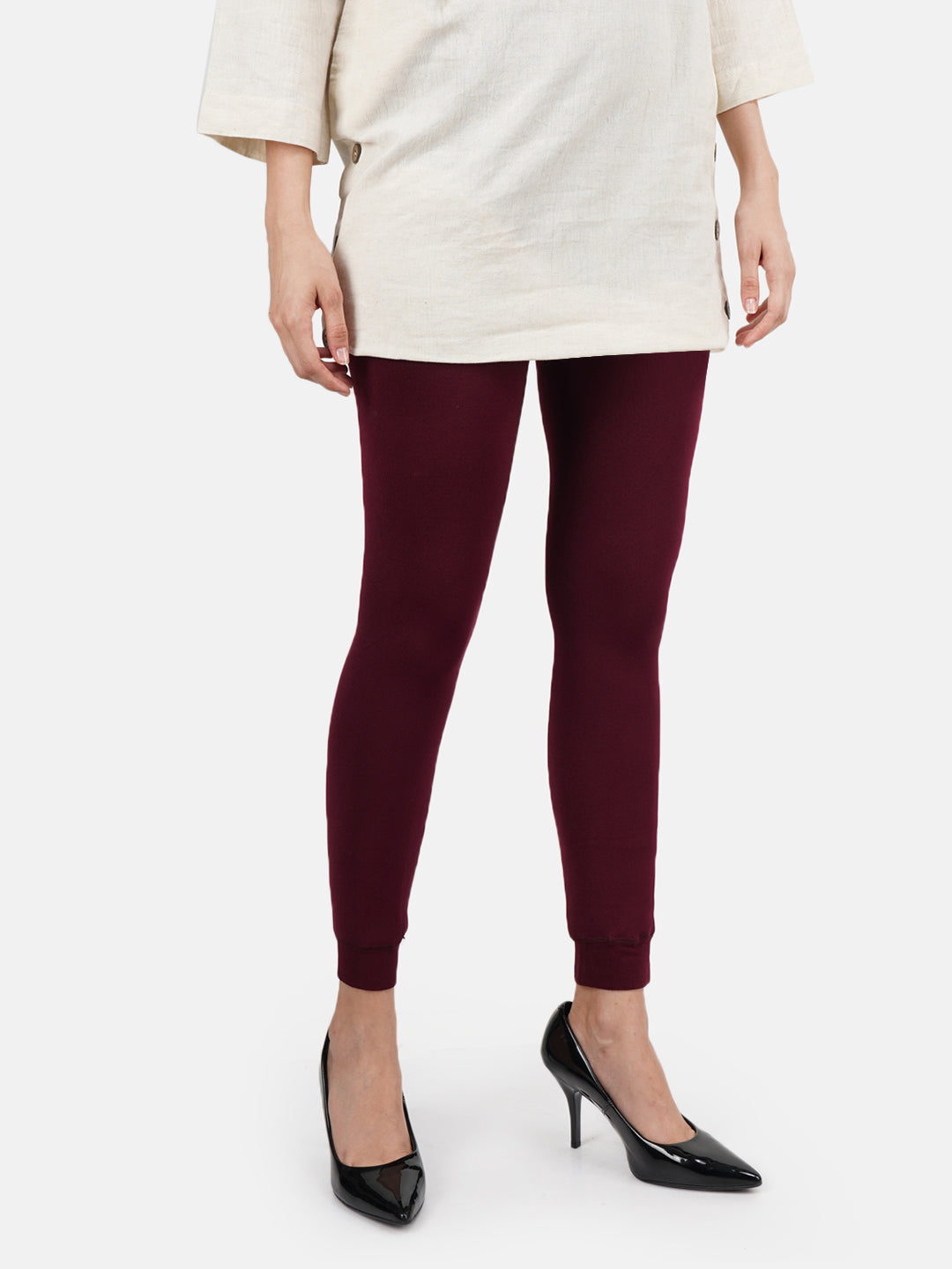 Burgundy Maroon Fur Tight