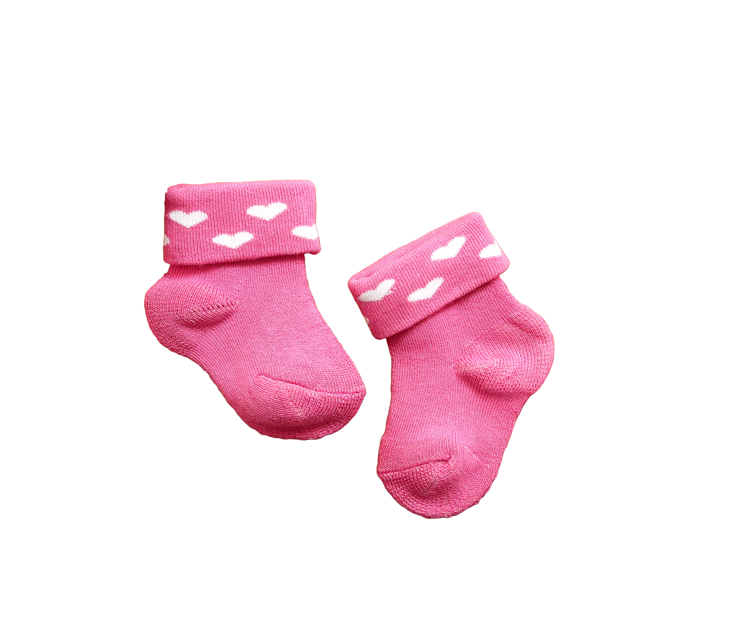 New Born Baby Heart Pattern Cotton Socks (Pink)