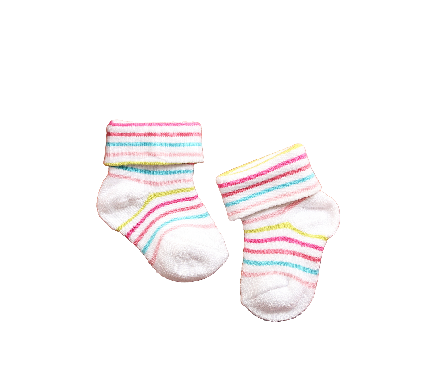 New Born Baby Stripes Cotton Socks (White)