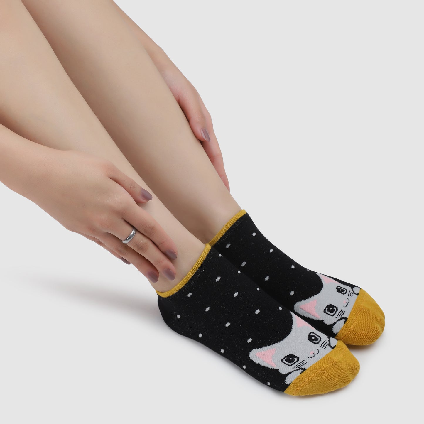Kitten Sneaker Socks-Black