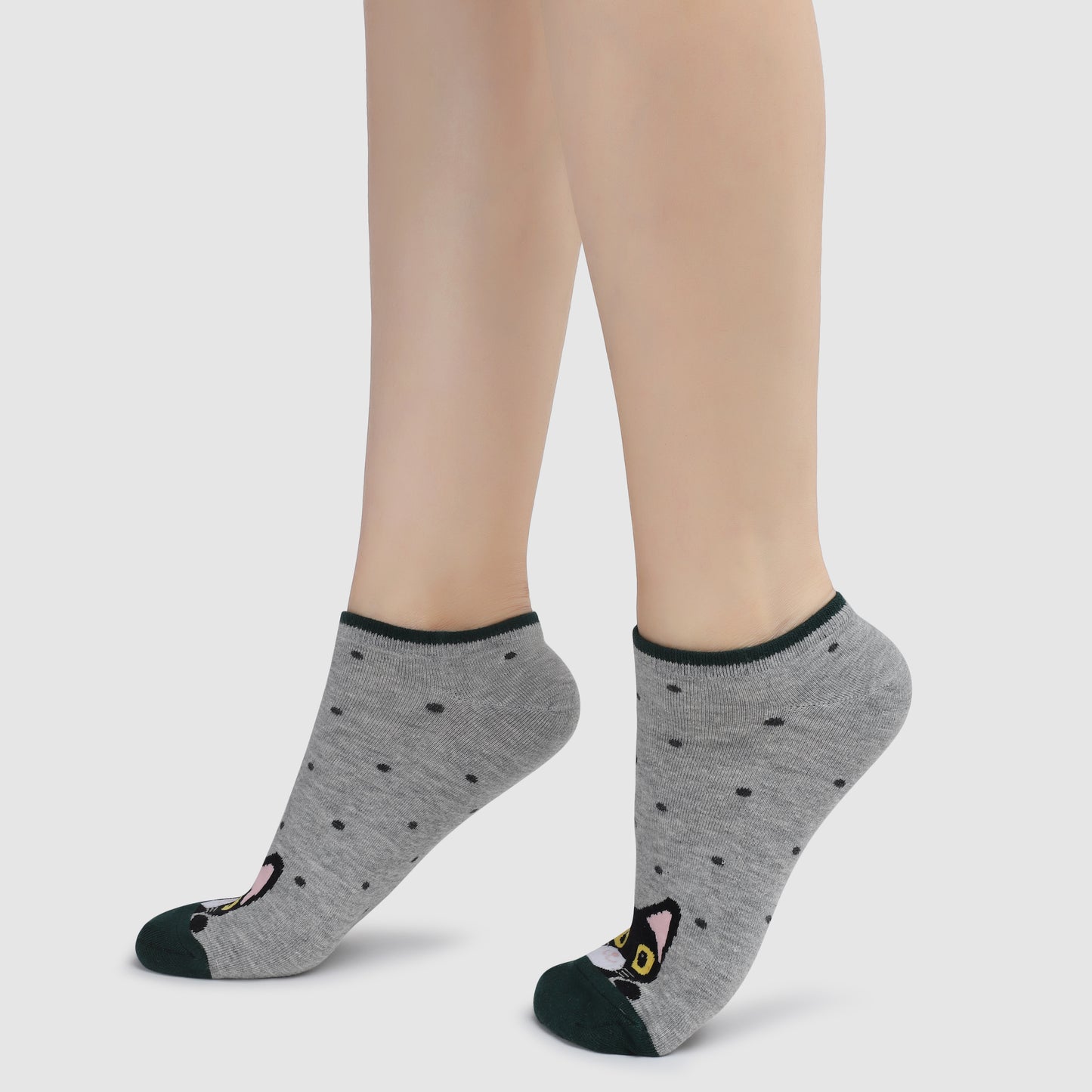 Kitten Sneaker Socks-Light Grey