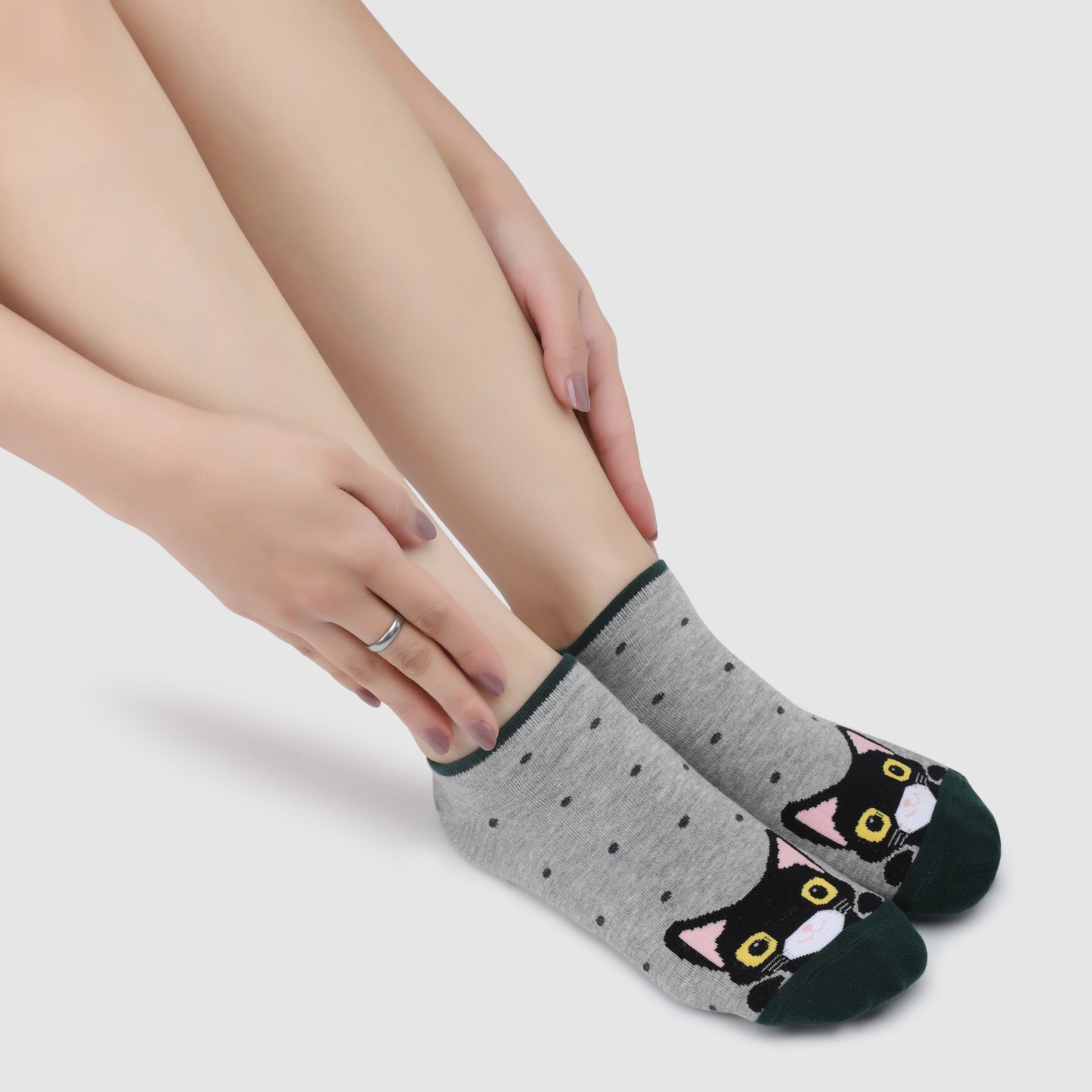 Kitten Sneaker Socks-Light Grey