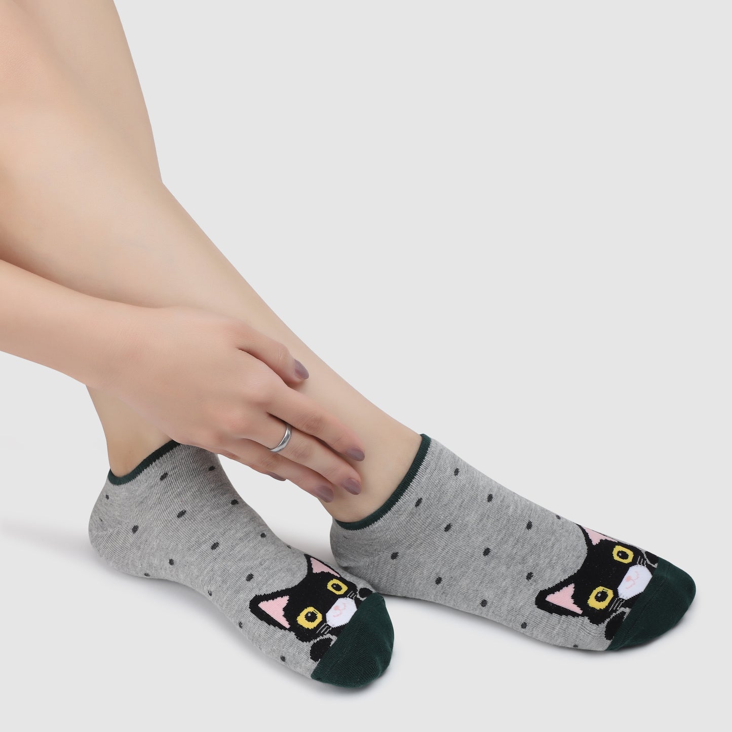 Kitten Sneaker Socks-Light Grey