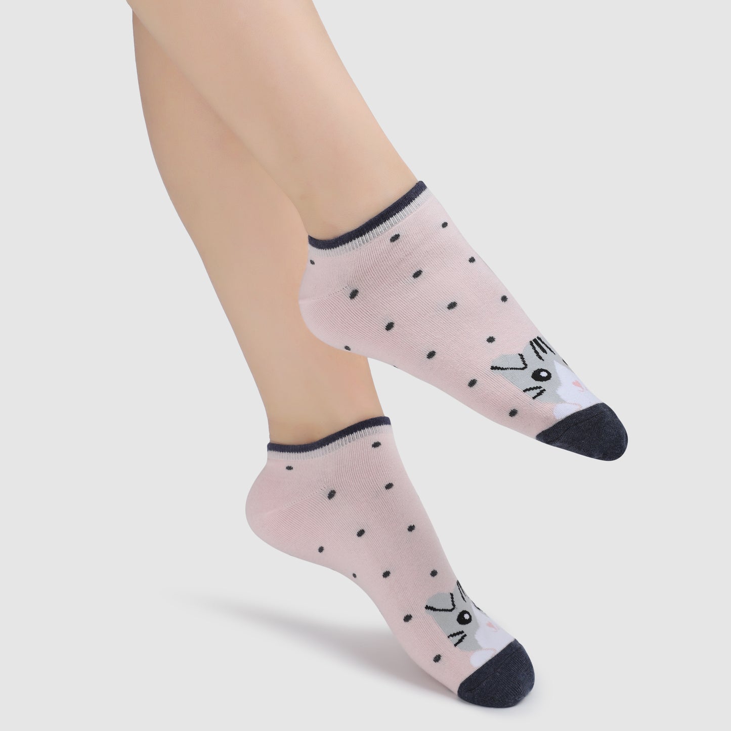 Kitten Sneaker Socks-Baby Pink
