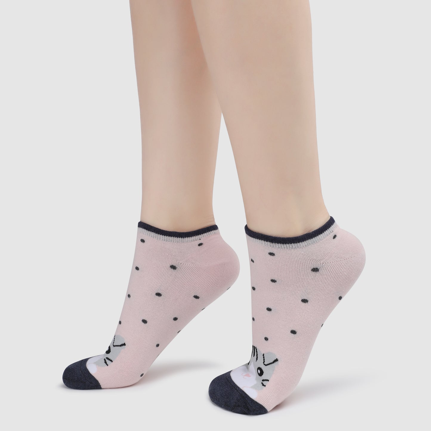 Kitten Sneaker Socks-Baby Pink