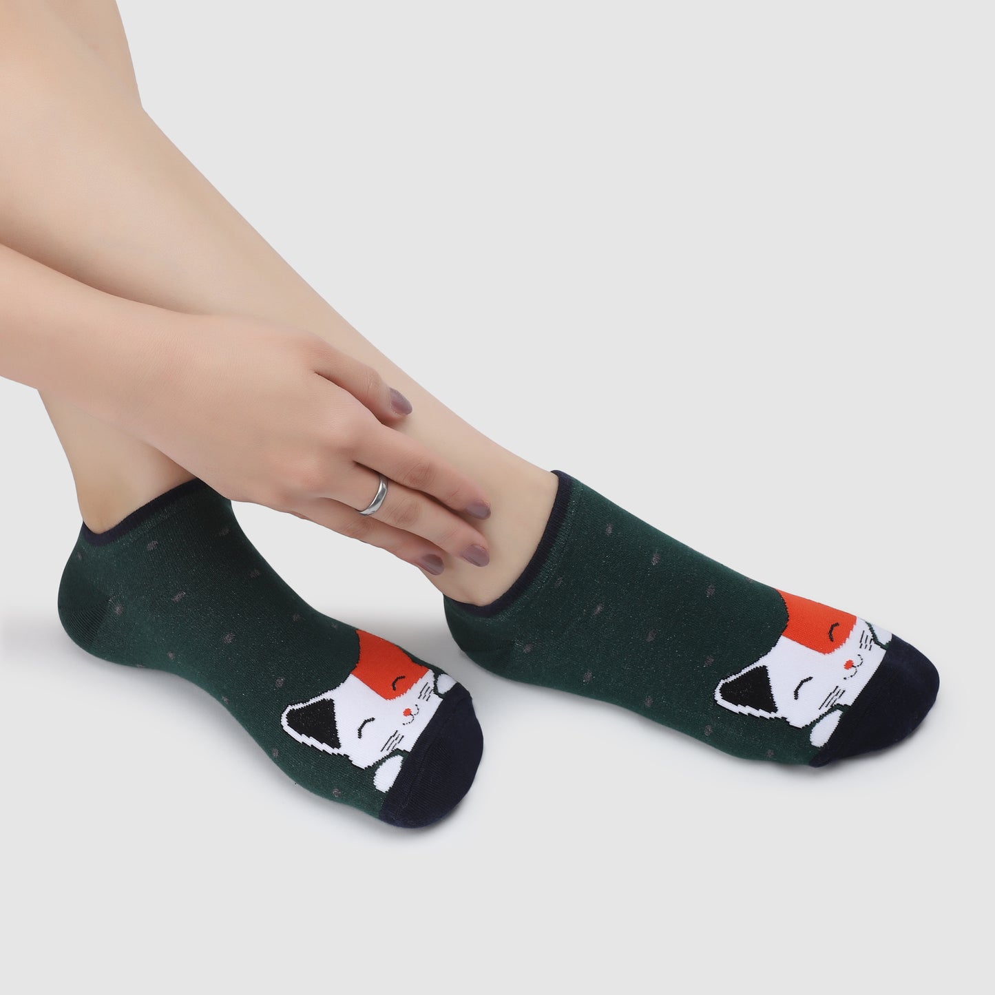 Kitten Sneaker Socks-Green