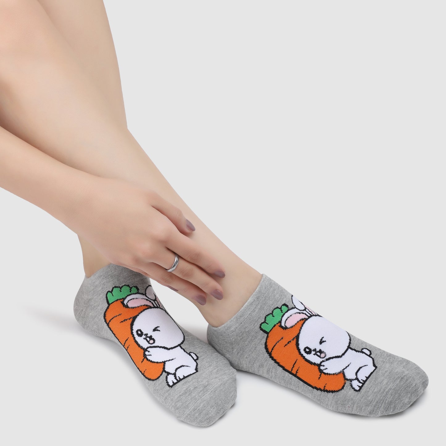 Honey Bunny Sneaker Socks-Light Grey