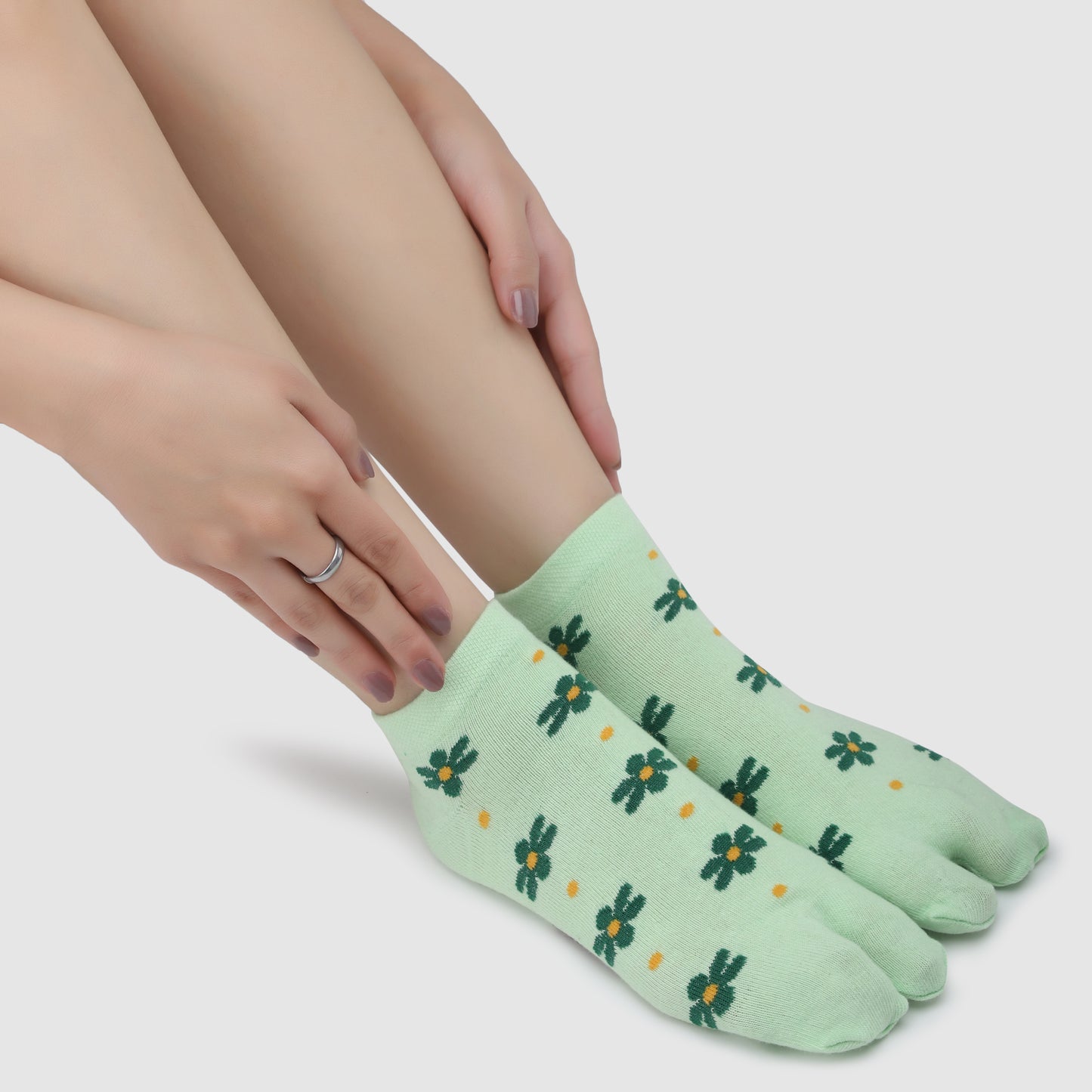 Sunflower Ankle Thumb Socks-Parrot Green
