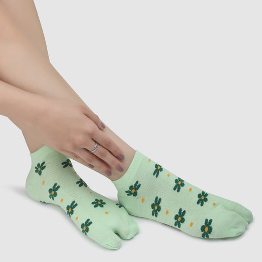 Sunflower Ankle Thumb Socks-Parrot Green