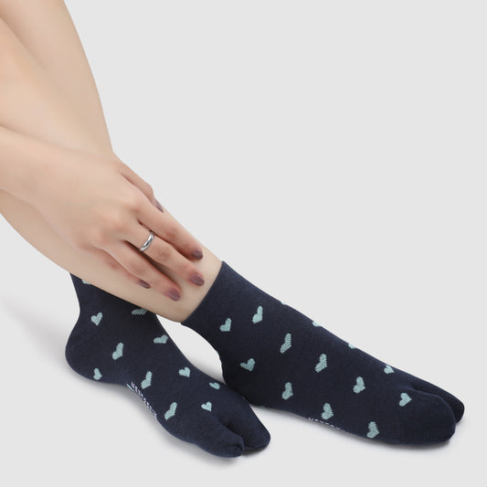 Little Hearts Ankle Thumb Socks-Blue