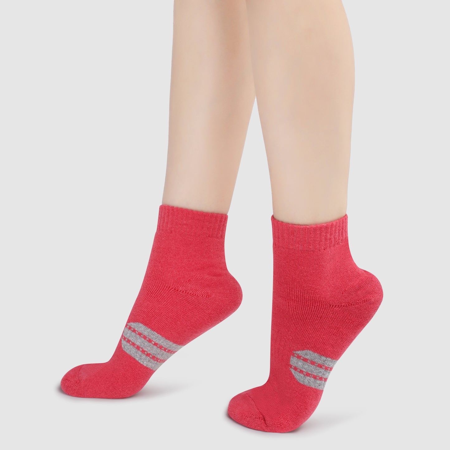 Striped Ankle Terry Socks-Pink