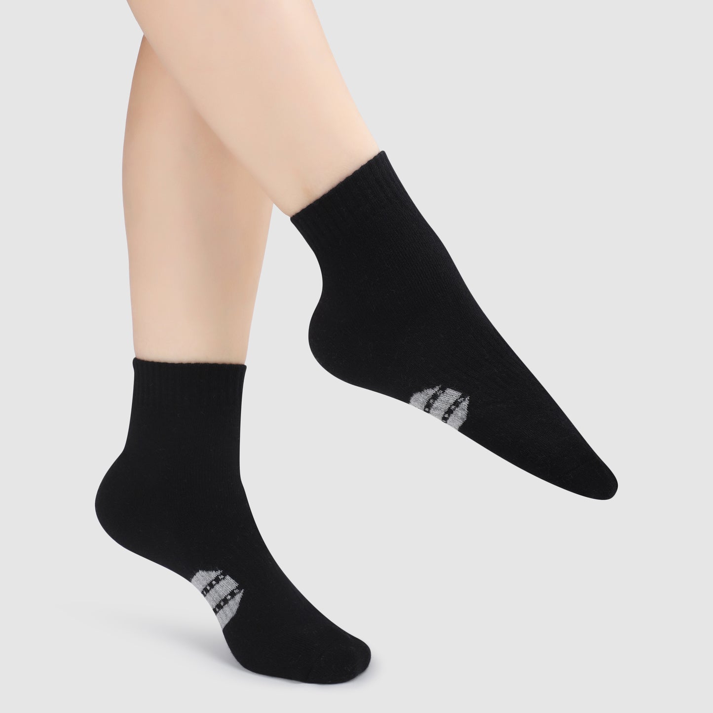 Striped Ankle Terry Socks-Black