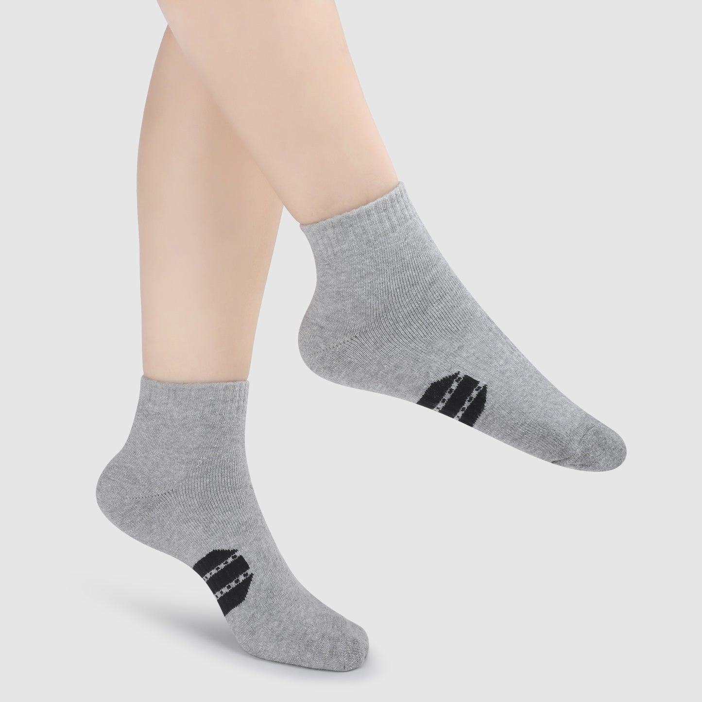 Striped Ankle Terry Socks-Light Grey