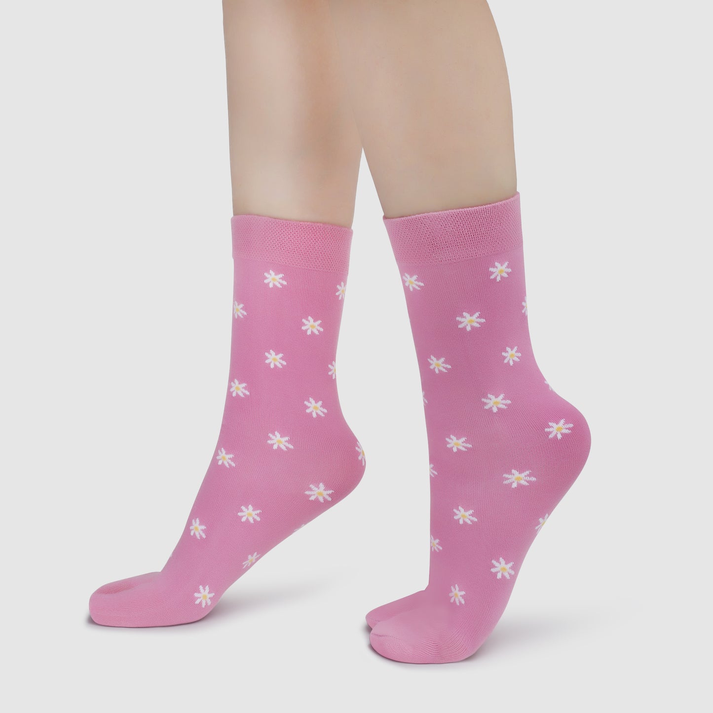 Flower Pattern Ankle Thumb Socks-Pink