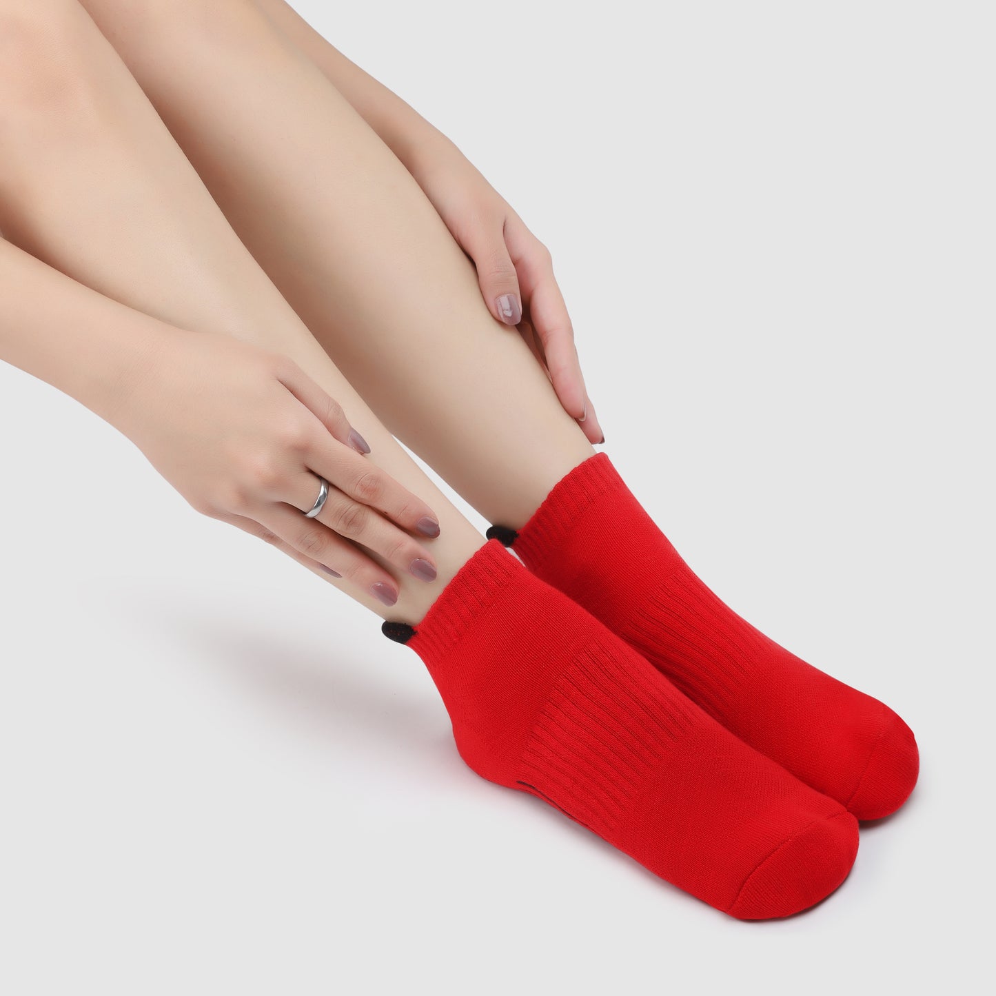 Terry Ankle Socks-Red