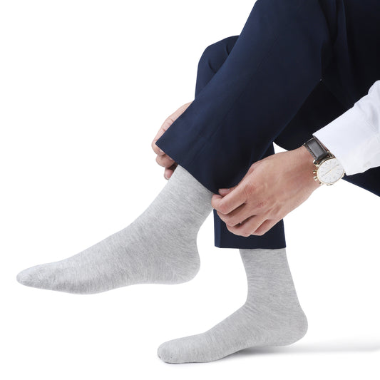 Men Crew Length Seamless Socks-Light Grey Melange