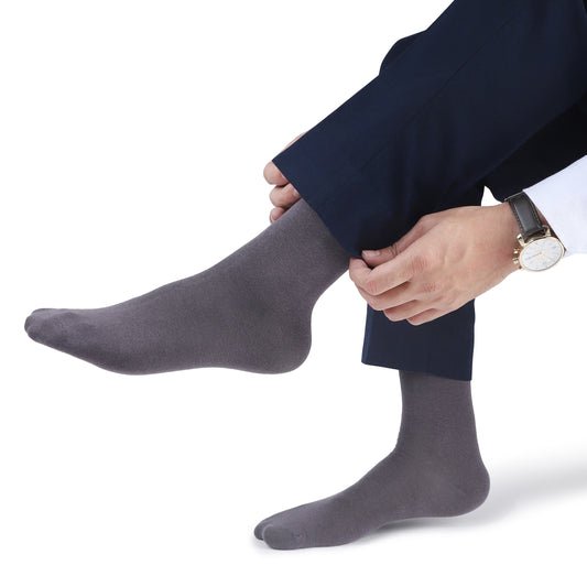 Men Crew Length Seamless Socks-Steel Grey