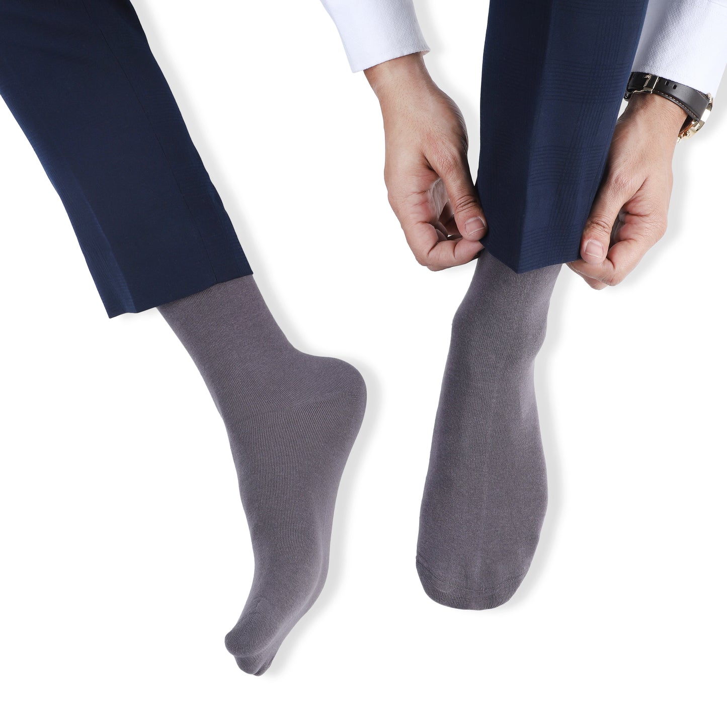 Men Crew Length Seamless Socks-Steel Grey