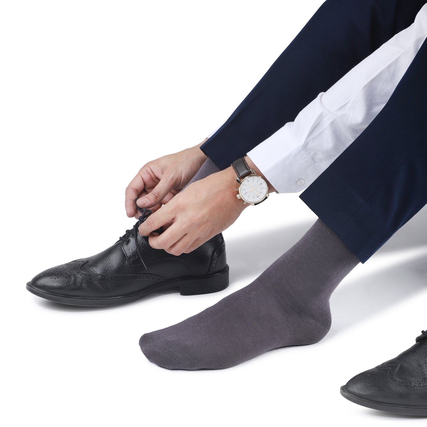 Men Crew Length Seamless Socks-Steel Grey