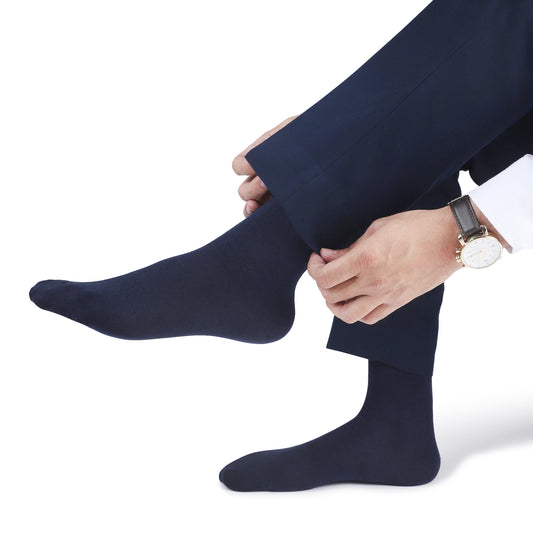 Men Crew Length Seamless Socks-Navy Blue