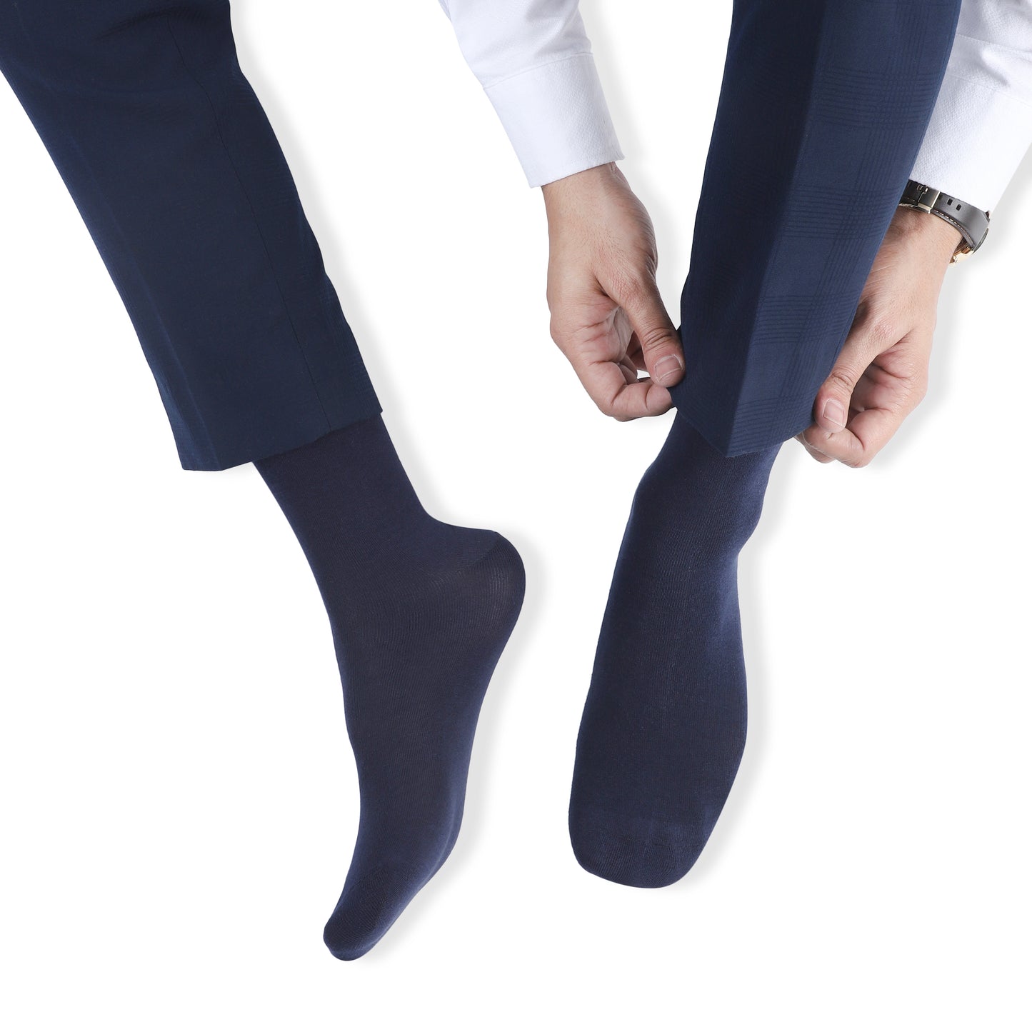 Men Crew Length Seamless Socks-Navy Blue