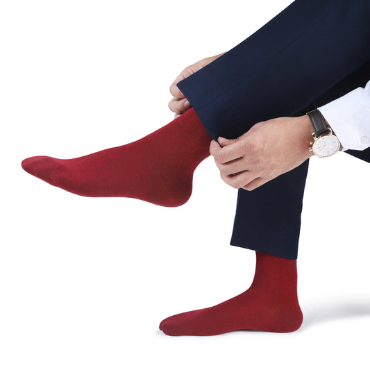 Men Crew Length Seamless Socks-Maroon