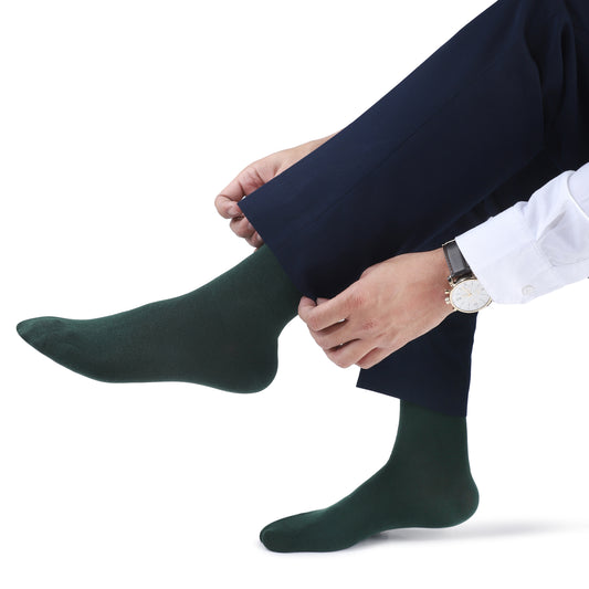 Men Crew Length Seamless Socks-Bottle Green