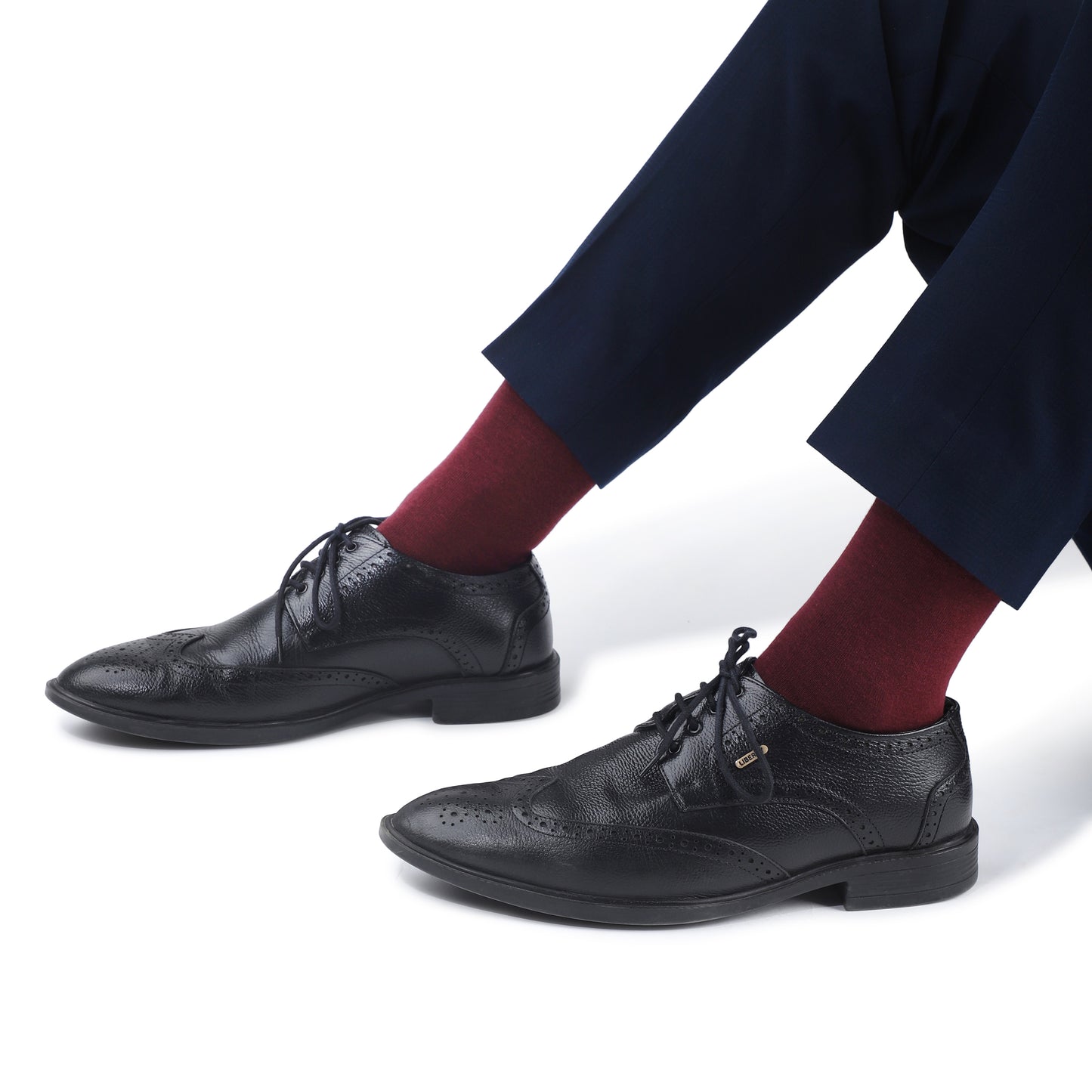 Men Crew Length Seamless Socks-Wine