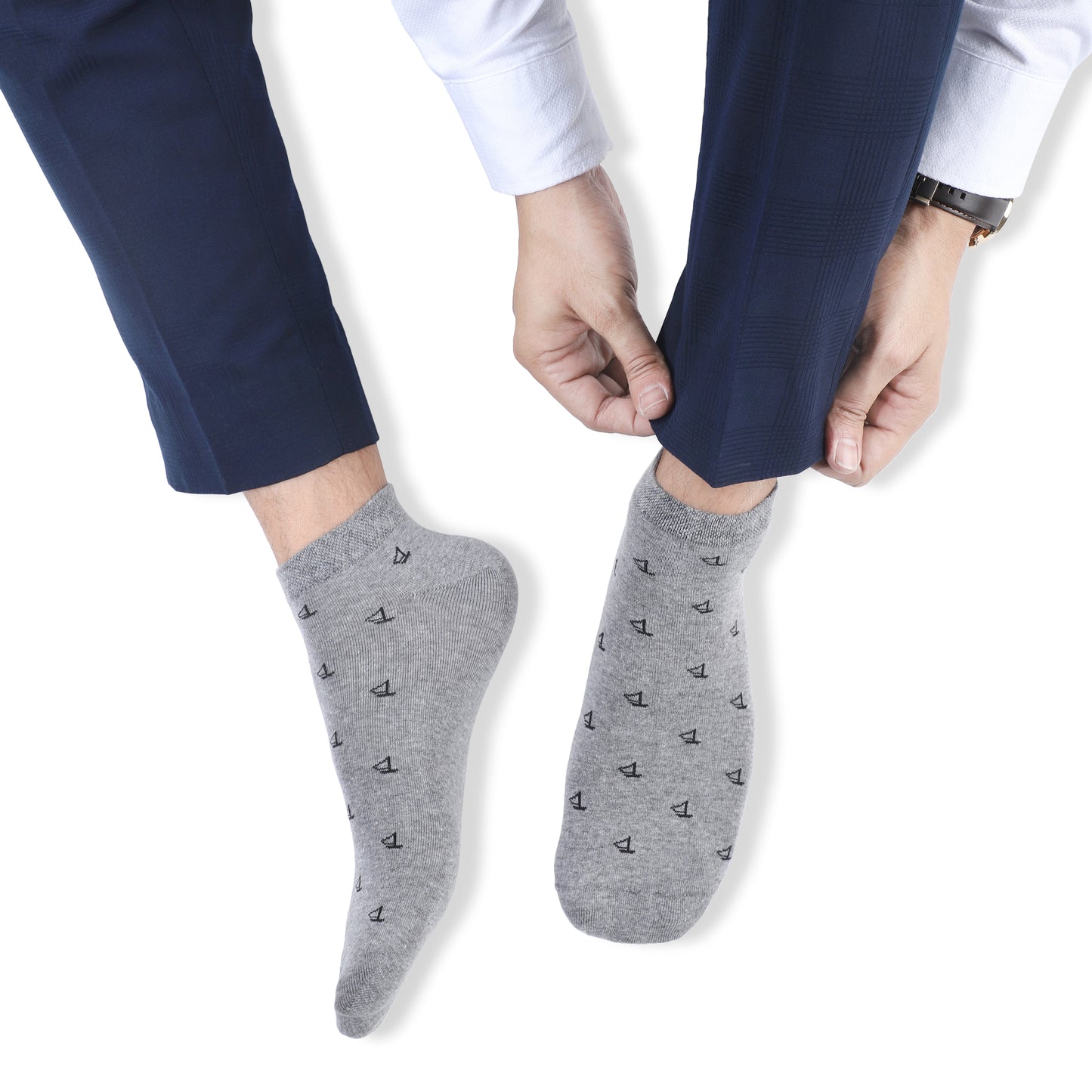 Men Sneaker Length Socks- Grey