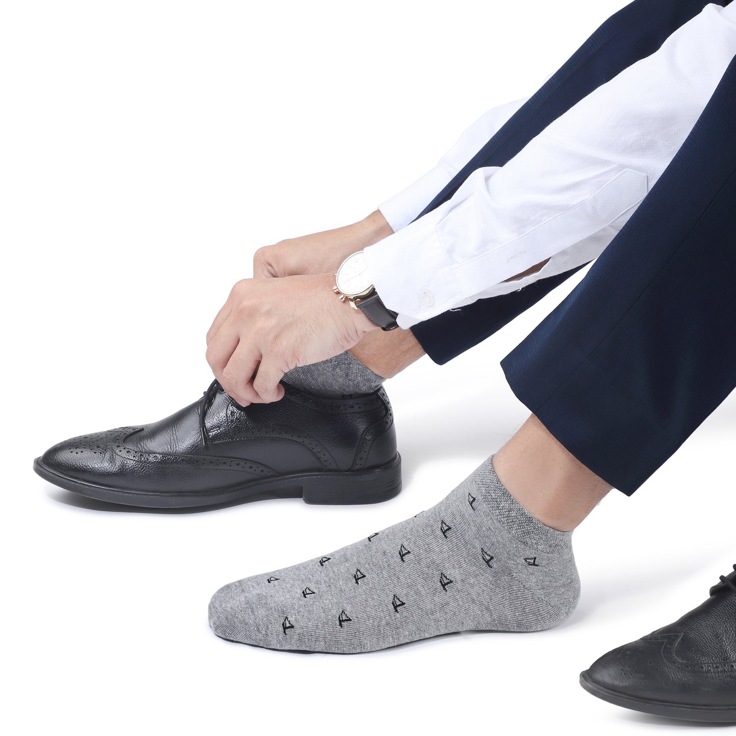 Men Sneaker Length Socks- Grey