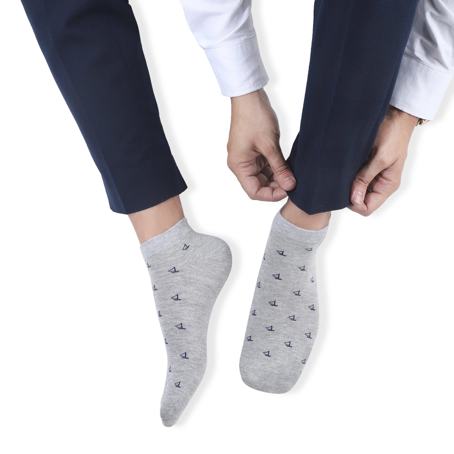 Men Sneaker Length Socks- Light Grey