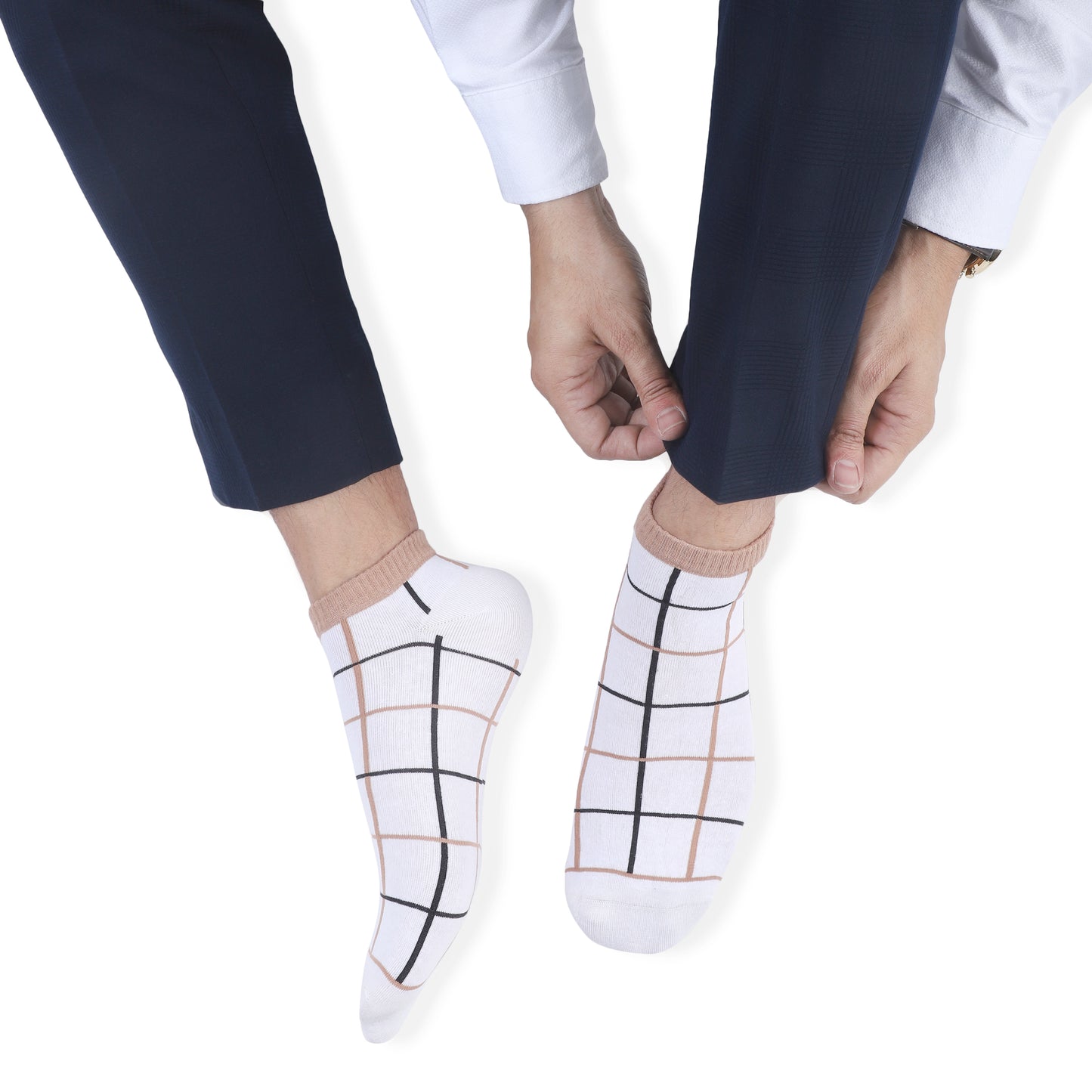 Men Sneaker Length Socks- White