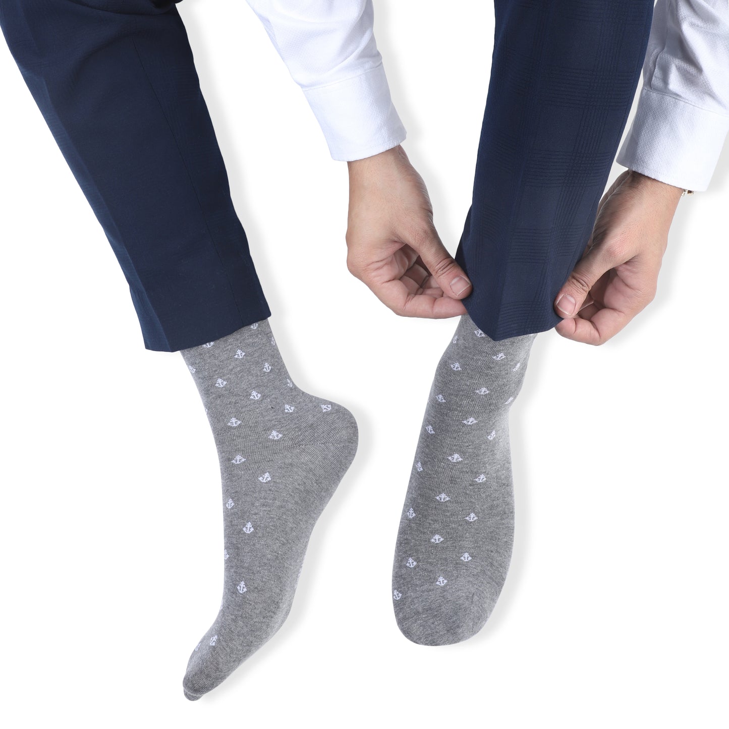 Men Seamless Crew Length Socks-Grey