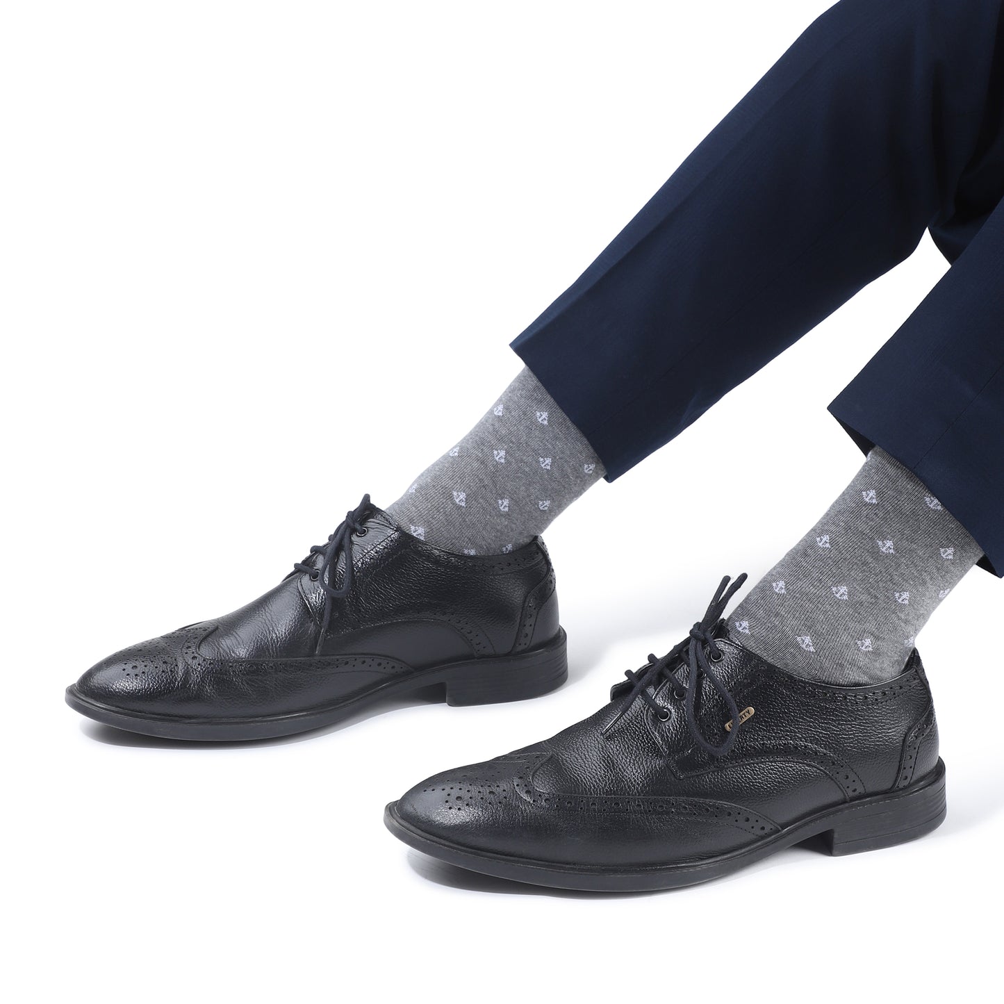 Men Seamless Crew Length Socks-Steel Grey