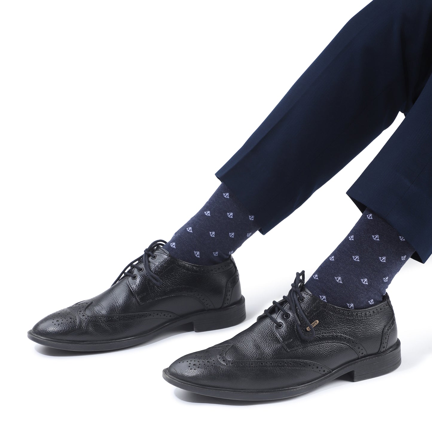 Men Seamless Crew Length Socks-Blue