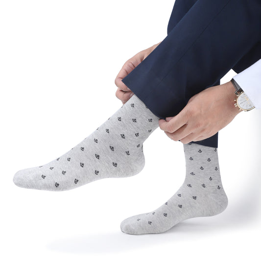 Men Seamless Crew Length Socks-Light Grey