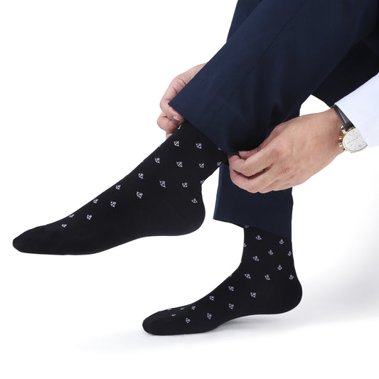 Men Seamless Crew Length Socks-Black