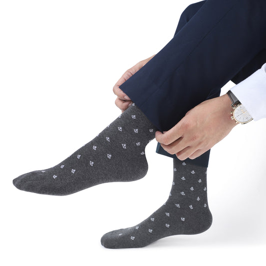 Men Seamless Crew Length Socks-Charcoal Grey