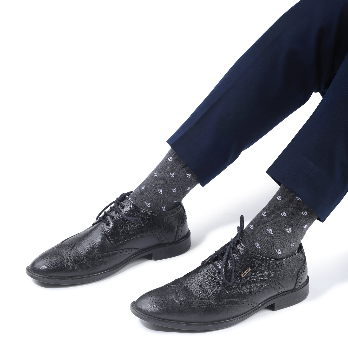 Men Seamless Crew Length Socks-Charcoal Grey